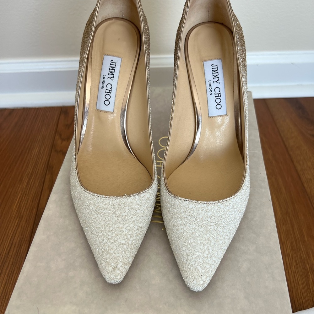 JIMMY CHOO Romy 100 Glitter Heels (Wedding,Party, Prom) 39.5